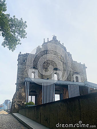 Macao Ruins of St. Paul Facade Cultural World Heritage Site Conservation Historic Centre of Macau Rear Perspective Editorial Stock Photo