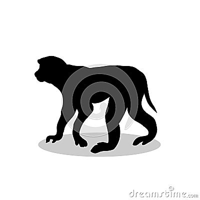 Macaque monkey primate black silhouette animal Vector Illustration