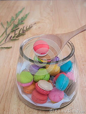 Macaron in a Glass Jar Stock Photo