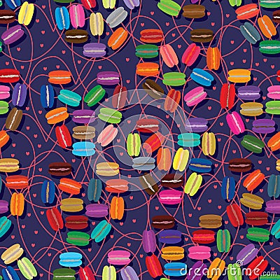 Macaron love background seamless pattern Vector Illustration