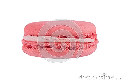 Macaron raspberry pink biscuit, on white background Stock Photo