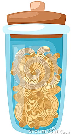 Macaroni in glass jar Vector Illustration