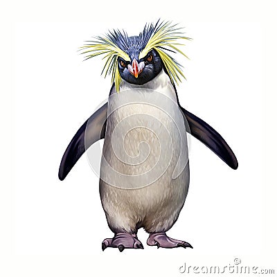 Macaroni Penguin Eudyptes chrysolophus Cartoon Illustration