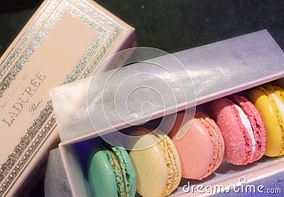 Macarons in box Editorial Stock Photo