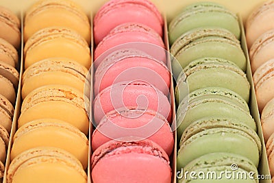 Macarons macaroons cookies dessert in a box from France Stock Photo