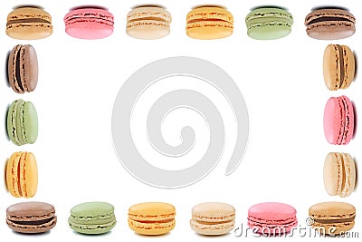 Macarons macaroons cookies dessert from France frame copyspace Stock Photo