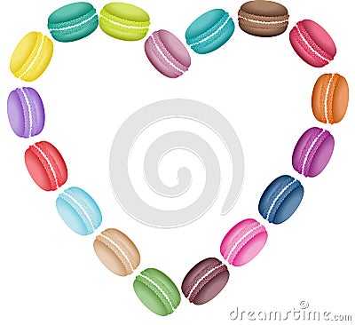 Macaroon label in heart shape Vector Illustration