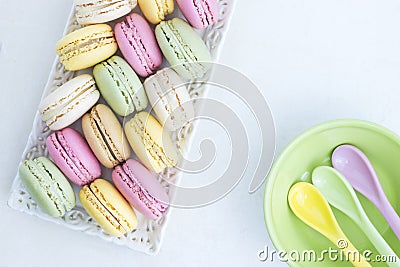 Macaroons in pretty summer colors Stock Photo