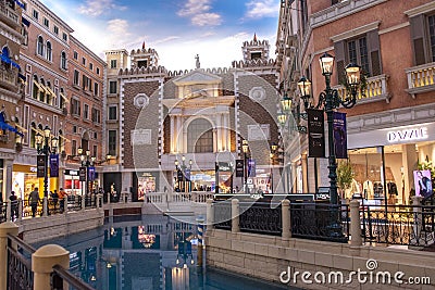 MACAU, CHINA - FEB 23th 2023 : The Venetian Hotel, Macao - The famous shopping mall, luxury hotel and the Casino Editorial Stock Photo