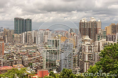 Macau cityscape view from Guia Lighthouse, Macao, China Editorial Stock Photo