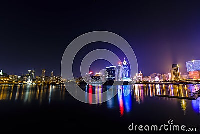 Macau cityscape at night Editorial Stock Photo