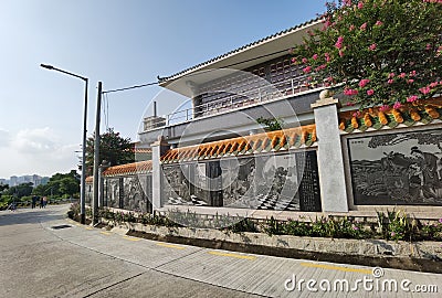 Macau Coloane Graveyard Chinese Rituals Twenty-four Filial Piety Classic Folk Stories Painting Wall Mural Cultural Heritage Arts Editorial Stock Photo