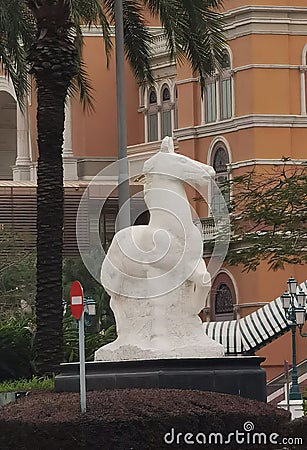 Macau Cotai Strip Chinese Zodiac Horse Sculpture Entrance City of Dreams Hotel Venetian Resort Architecture Editorial Stock Photo