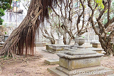 Protestant Cemetery(World Heritage site). a famous Historic Sites in Macau. Editorial Stock Photo