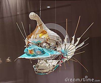 Macau Galaxy Art Gallery Bamboo Sculpture Qilin Kirin Dance Structure Display Macao Crafts Craftsmanship Museum Editorial Stock Photo