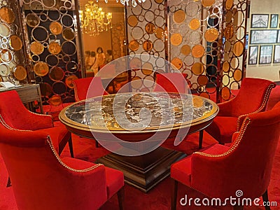 Macau Grand Lisboa Hotel Presidential Suite Antique Furniture Collection Macao Interior Design Style Luxury Dining Room Lifestyle Editorial Stock Photo