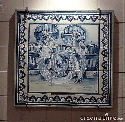 Macau Macao Portugal Vineyard History of Wine Port Portuguese Azulejos Ceramic Tiles Porcelain Macau Mosaic Macao Mosaico Stock Photo