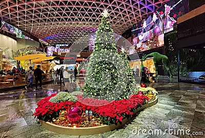 Macau MGM Cotai Christmas Tree Decorations Crystal Ball Nutcracker Macao Xmas Flower Nature Interior Design Colorful Indoor Editorial Stock Photo