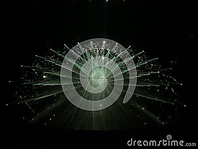 Macau Teamlab Lighting Installation Spectacular Laser Beam Show 3D Mapping Projection Light Rays Patterns Geometry Dynamic Scene Editorial Stock Photo