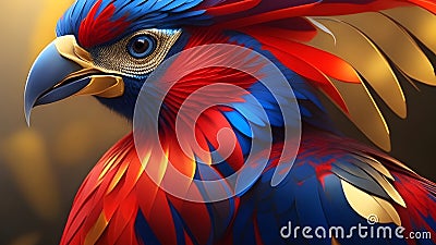 Macaw parrot in the blue and red colors. 3d illustration Cartoon Illustration