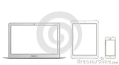 MacBook Air Ipad Air Iphone 5s Vector Illustration