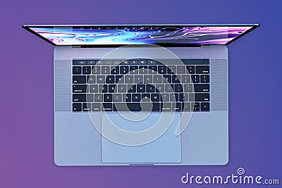 MacBook Pro 15 inch style laptop computer, top view Stock Photo