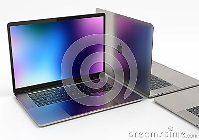 MacBook Pro laptop computers, composition Editorial Stock Photo
