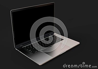 MacBook Pro space gray similar laptop computer, front view Stock Photo