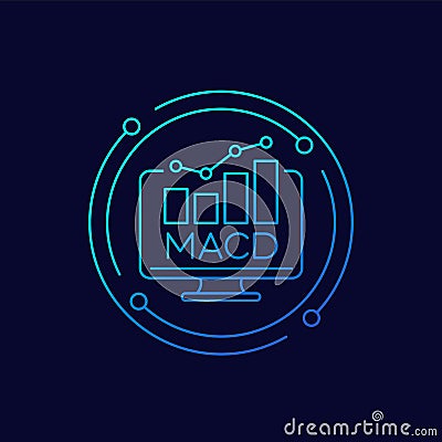 MACD trading indicator icon, linear vector design Vector Illustration