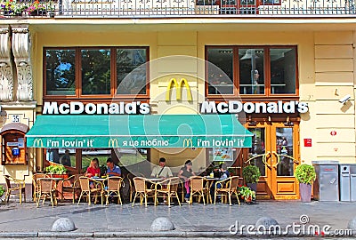 MacDonalds restaurant in Lviv, Ukraine Editorial Stock Photo