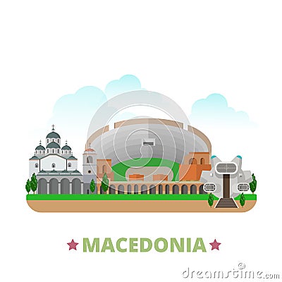 Macedonia country design template Flat cartoon sty Vector Illustration