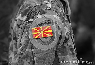 Macedonia former Yugoslav Republic of Macedonia flag on soldie Stock Photo