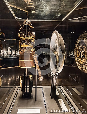 Macedonian Armor And Weapons on display Editorial Stock Photo