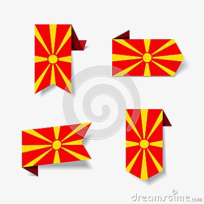 Macedonian flag stickers and labels. Vector illustration. Vector Illustration