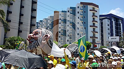 MACEIO, AL, BRAZIL - March 13,2016 Protest on the streets against former President Luiz Inacio Lula da Silva, Editorial Stock Photo