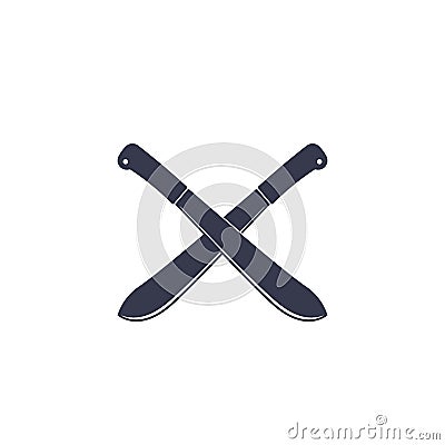 Machete, crossed knives on white Vector Illustration