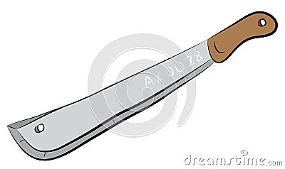 Machete weapon with wooden handle Vector Illustration