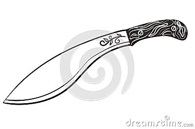 Machete with wooden handle isolate on a white background. Vector graphics Stock Photo