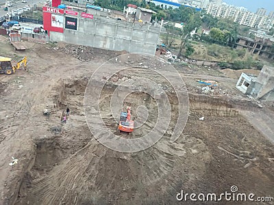 Machin dig before construction Editorial Stock Photo