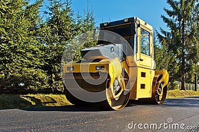 Machine for compacting asphalt Stock Photo