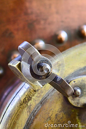 Machine detail, screw, brass, copper Stock Photo