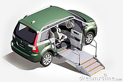 Machine door stand for patient wheelchair van Stock Photo