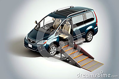 Machine door stand for patient wheelchair van Stock Photo