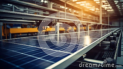 Machine electronic technology panel line industrial engineer robot arm solar business Stock Photo