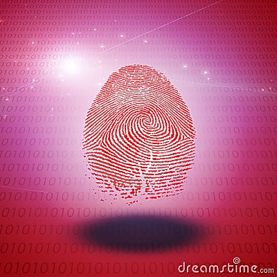 Machine Fingerprint on binary code Stock Photo