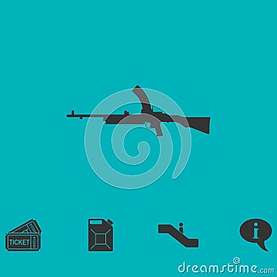 Machine gun icon flat Vector Illustration