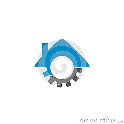 Machine House Logo Inspiration Stock Photo