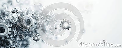 Machine Learning Abstract Composition with Gray Gears on White Background Generative AI Stock Photo