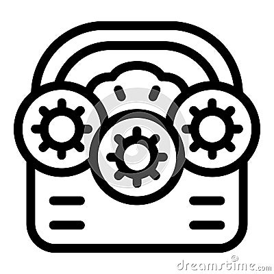 Machine learning algorithm generating insights with cogwheels turning Stock Photo