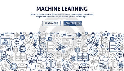 Machine Learning Banner Design Vector Illustration